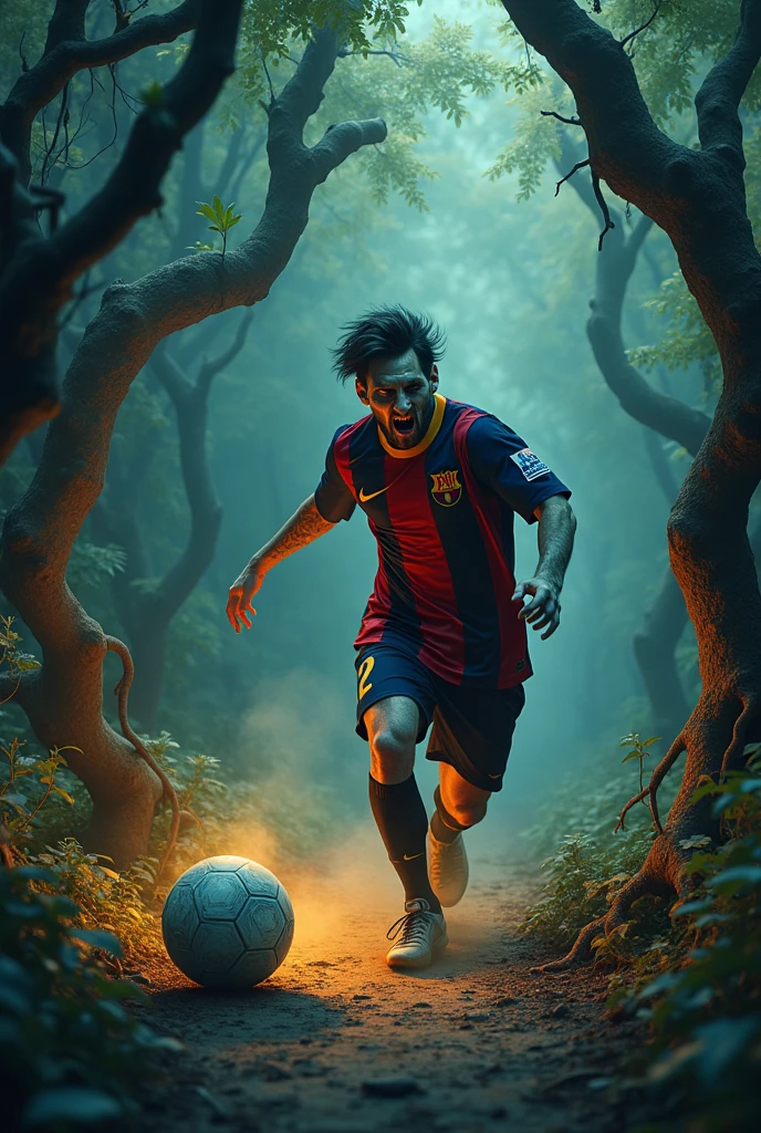 Messi with an ugly witch face Sunken eyes 