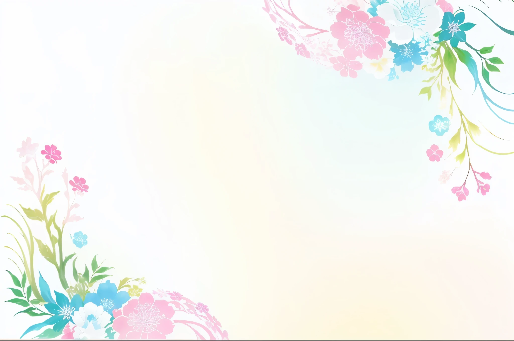Rainbow floral corner with swirls and leaves, Plant rainbow background, 花柄 花 colorful, エレガントでcolorful, colorfulな絵, White Background : 3, on simple background, Painted in color on a white background, Decorative borders, hill, colorful, Background is white, with a White Background, 複雑でcolorfulな, colorfulな画像, vintage-inspired, 背景colorful, Multicolor, Colored