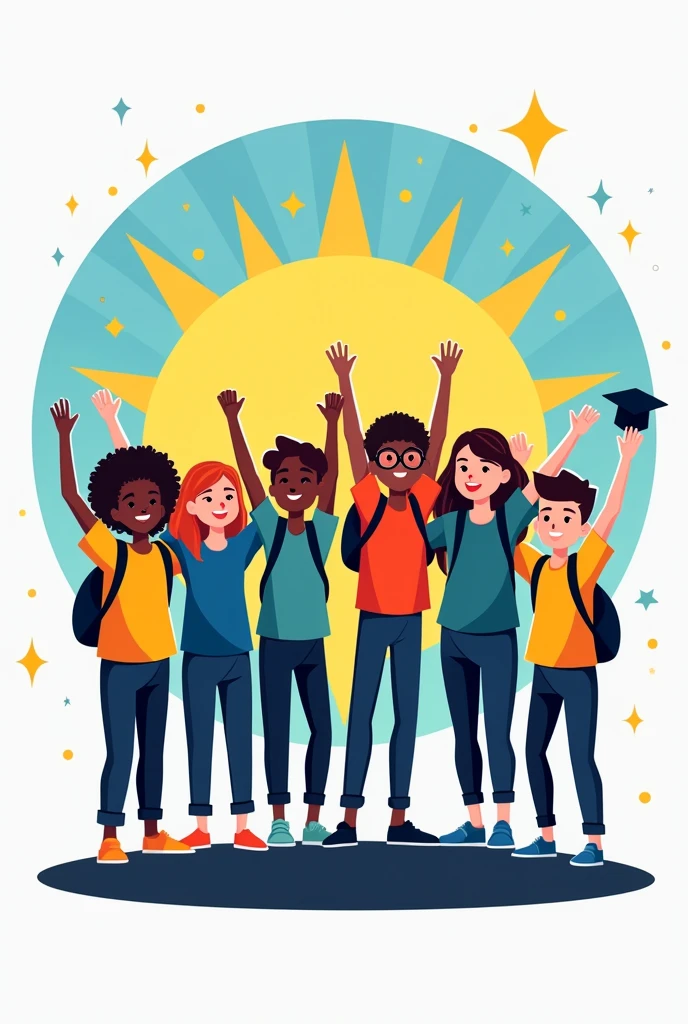 Student center logo with 4 boys and 3 girls