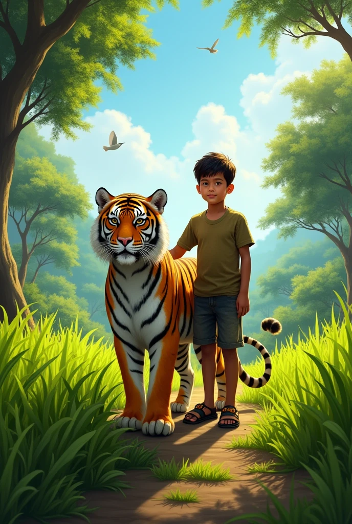 Green Bangladesh with pet tiger