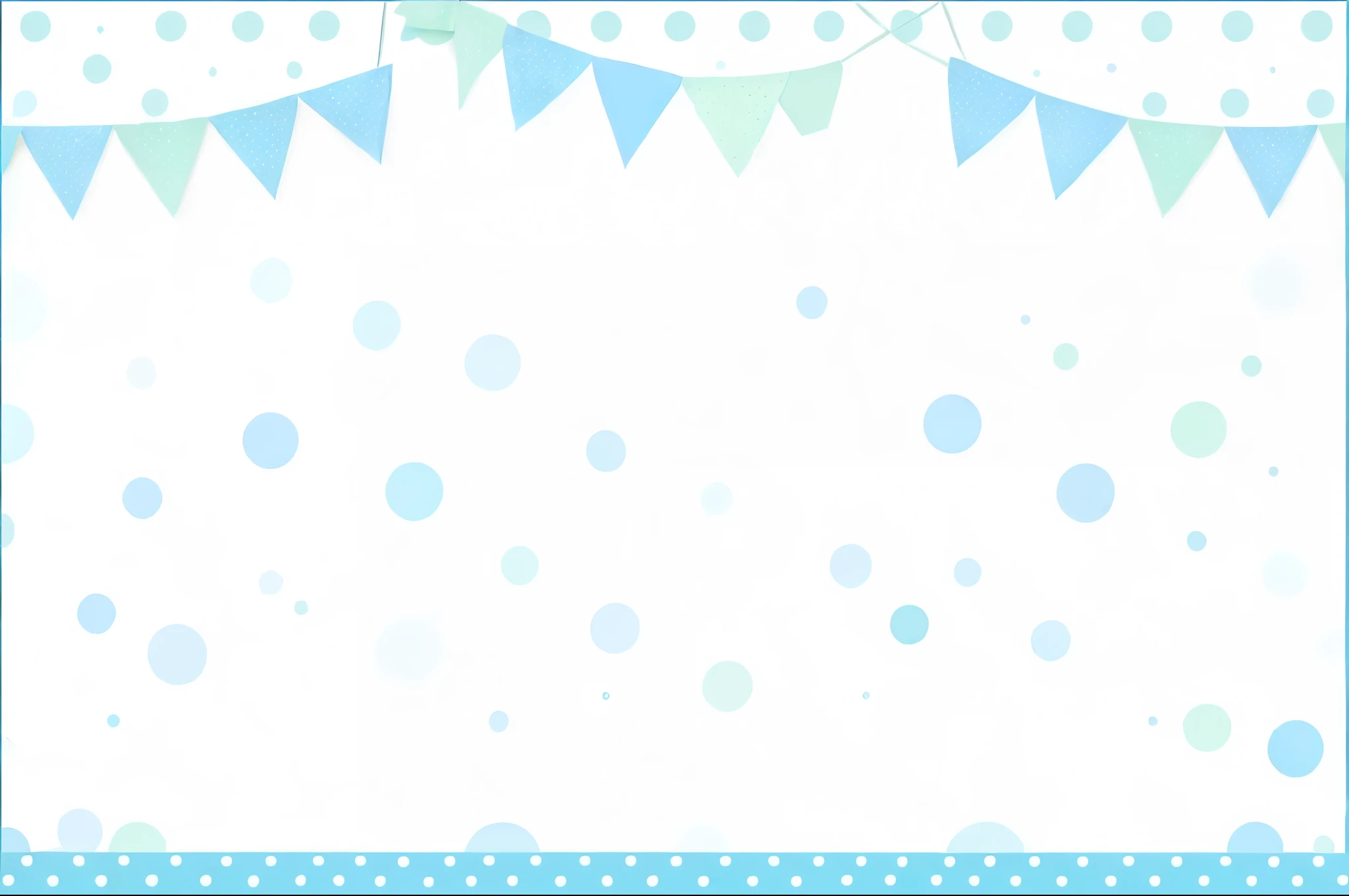 Close-up of a blue and green polka dot banner, Blue border, Paper border, Poster background, birthday, blue theme, card template, light Blue background, Blue background colour, Blue background, blue, Blue Theme, White border and background, Sky blue, spring theme, on simple background, Blue Themed, Blue background, blank
