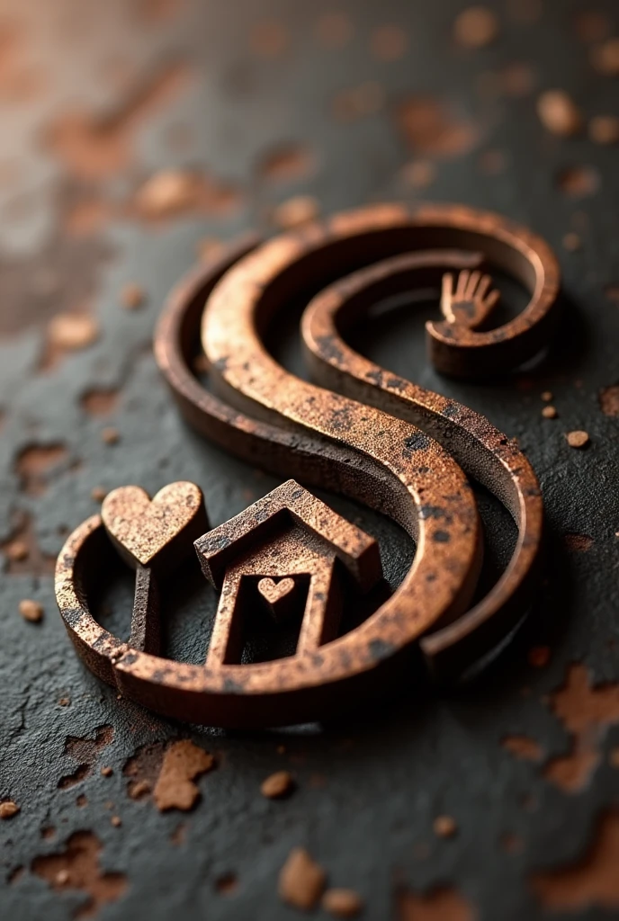 I need you to help me create a logo for a family home.
I want this logo to represent , through small symbols the family union, love, fraternity. I would like the initials to be "My S" I would like it in iron colors