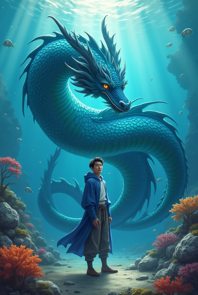 Enhypen's Kim Sunoo with a water dragon