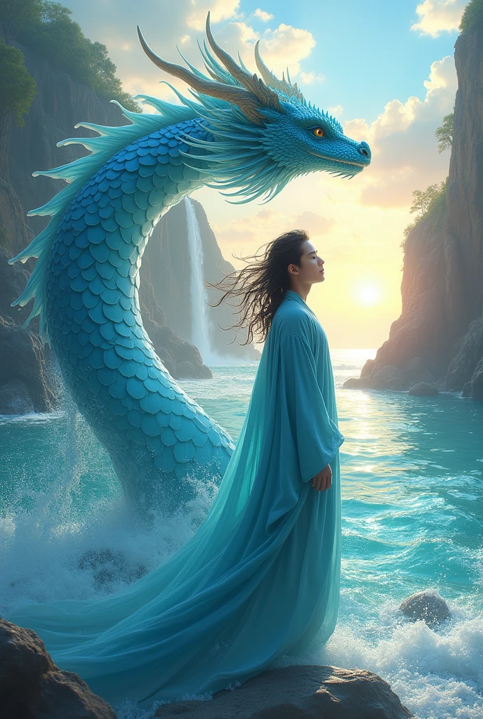 Enhypen's Kim Sunoo with a water dragon