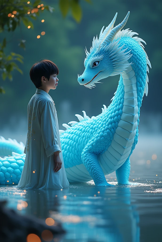 Enhypen's Kim Sunoo with a water dragon