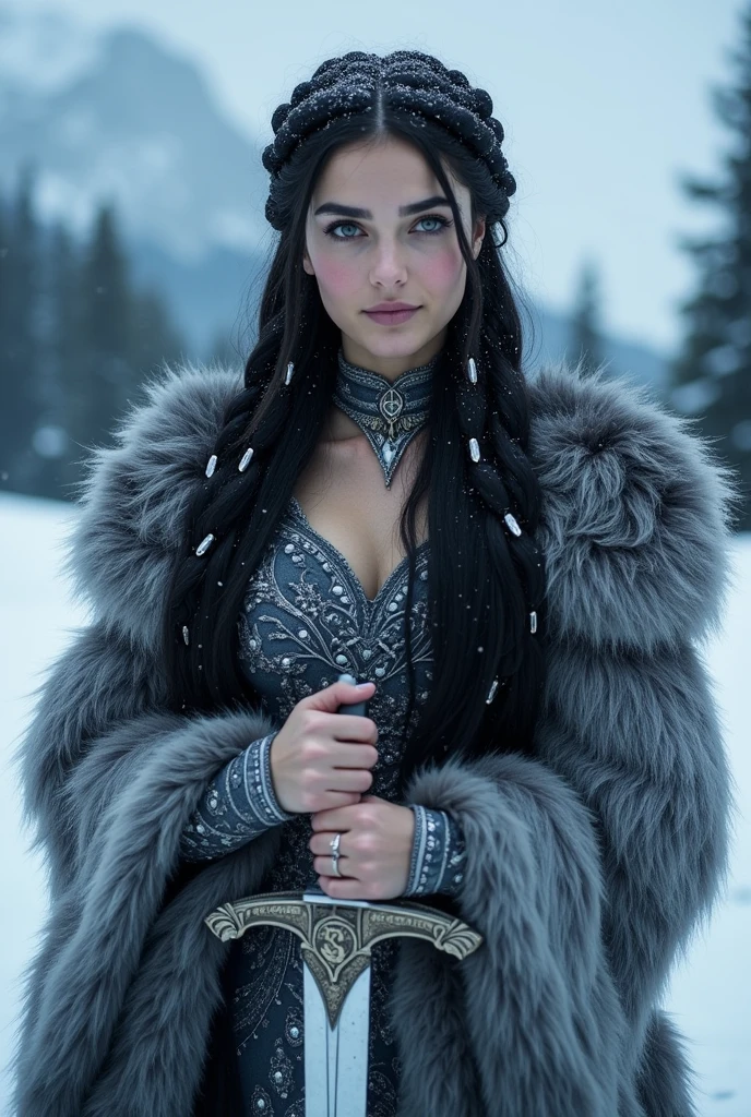 Actress Alexa Demie if she were a Stark princess of the North from Game of Thrones 