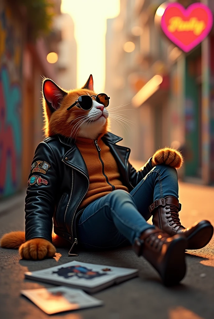 Give me a representation of Puss in Boots but modern,  lying on my back 
