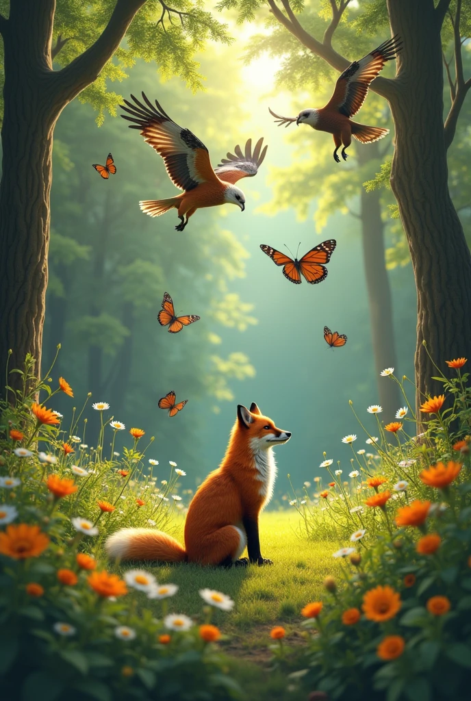 FOX surrounded by hawks and butterflies Edit