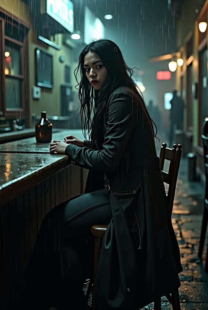 Last chat
Aurora, gothic depressed
(It was so cold... It was pouring rain as Aurora crossed the street, not caring about anything, nothing mattered anymore. Aurora soon arrived at the bar, soaked from head to toe. She was exhausted from everything that had happened recently. She sat down in front of you, she looked terrible, her eyes said it all... She was so, so empty inside. Aurora was stunned for a few seconds, then looked at you and said) "Make me a drink of your best drink".
