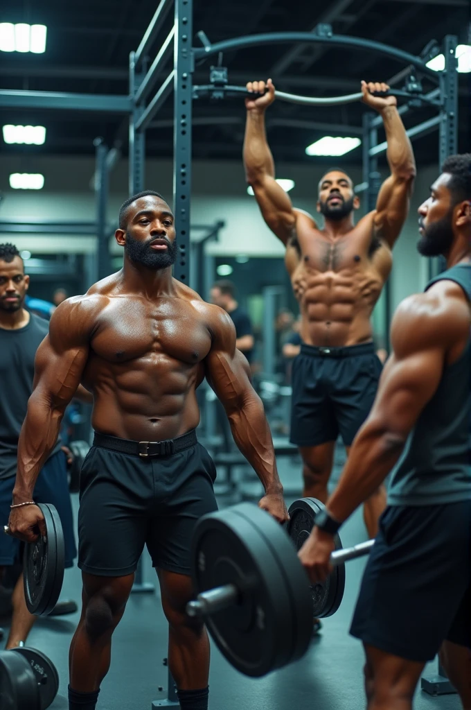 Generate pictures black men at the gym