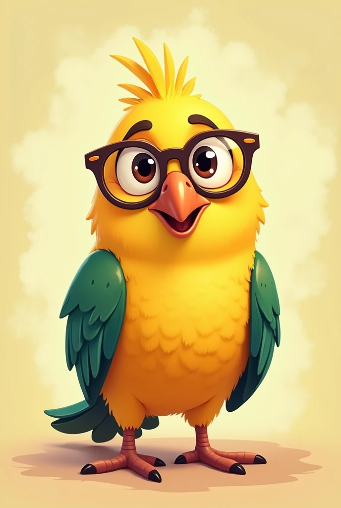 A curió bird cartoon version, characterized with glasses, for profile photo