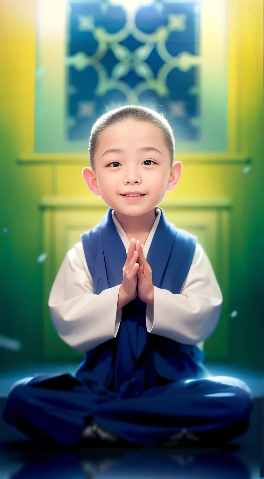 Eyes wide open and smiling,床に座っているmonkのローブを着た少年のクローズアップ肖像画, Nice digital painting, monkの服, Avatar Ann, She welcomes you warmly, Buddhist, Ann, Yanjun Chen, monkのコンセプトアート, Nuns, Vojtek Fuss, monk, Beautiful Avatar image,