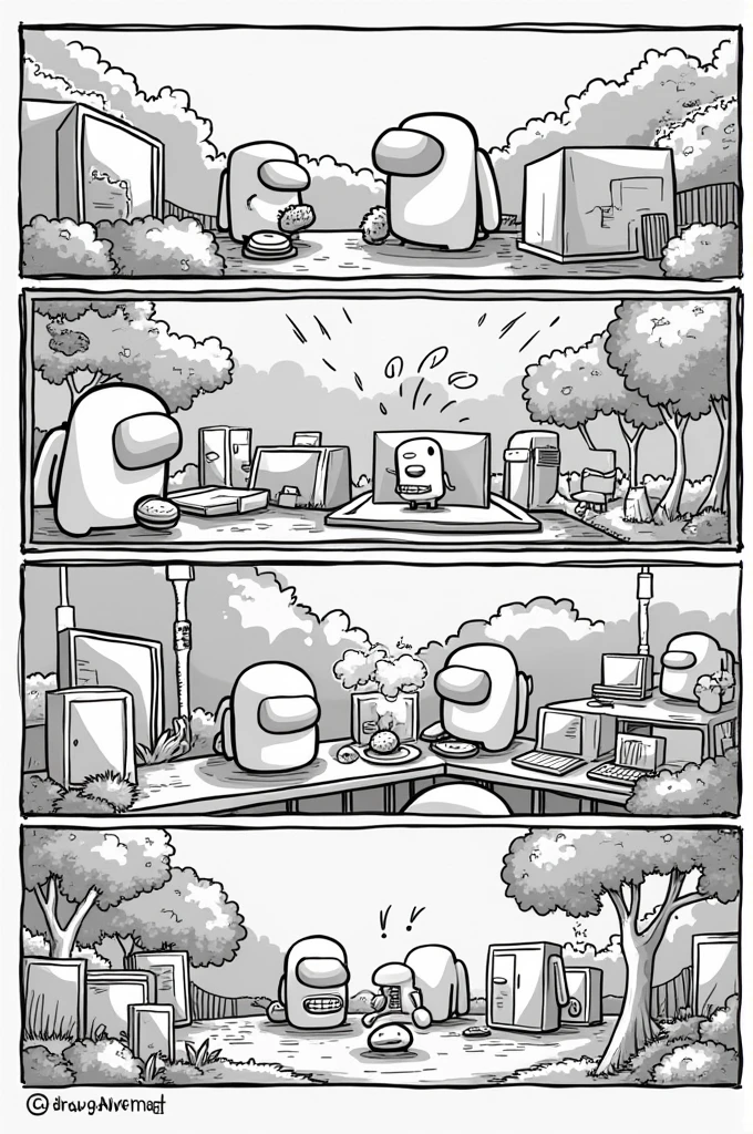Draw a comic strip based on Among Us