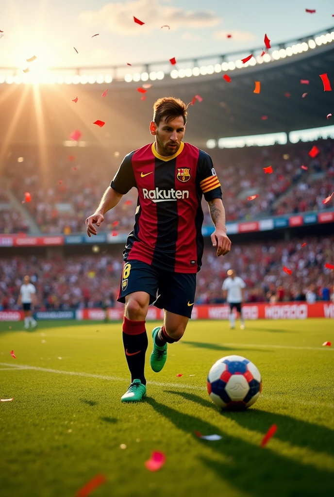 Lionel Messi playing with the jersey and crest of the Alajuelense sports league from Costa Rica