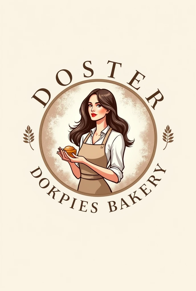 Create a round logo for a bakery owned by a talented and dedicated girl with neutral colors, a SERIOUS LOGO FOR AN EXPENSIVE BAKERY with more details. 