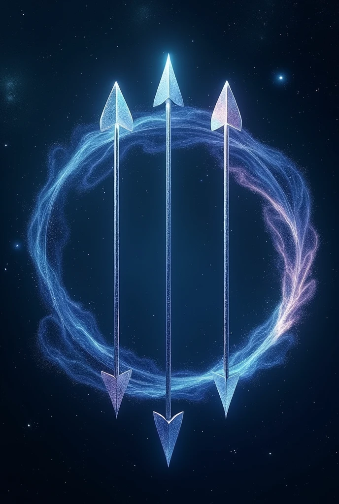 four arrows rotating in an oval shape, the dates of the starry color