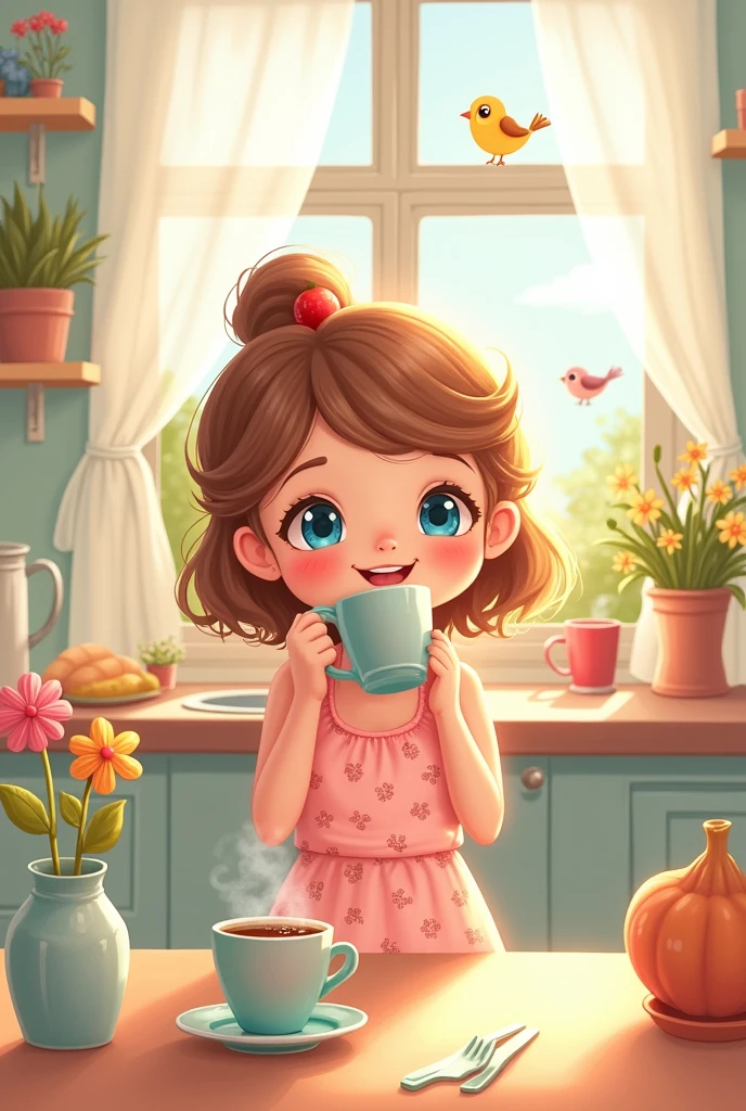 Cute gal
Good morning
Illustration style
