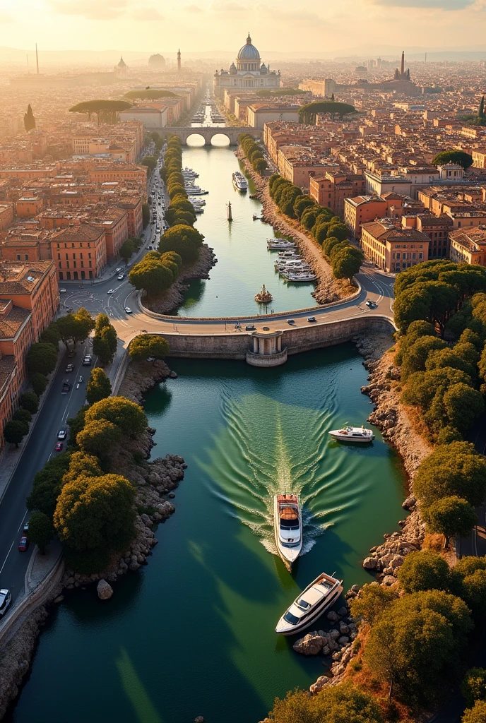Aerial images,showing the roads and ports of Rome