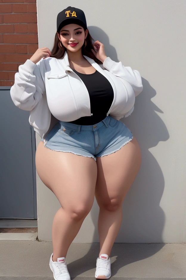 ((naked)),((Saggy huge)),((Heavy body)),((Wide Hips)),((Thick body)),((Big Belly)),((Japanese woman)),((Brown short hair)),((Brown eyes)),((Full body portrait))、((1 female)),((Thick neck)),((Round face)),stand on tiptoe、White blank background、Stand facing forward、naked feet、Full body portrait、Stand with your feet apart、model pose、Full body portrait、Full body portrait、Full body portrait、Stand with your feet apart、Standing with your legs apart、