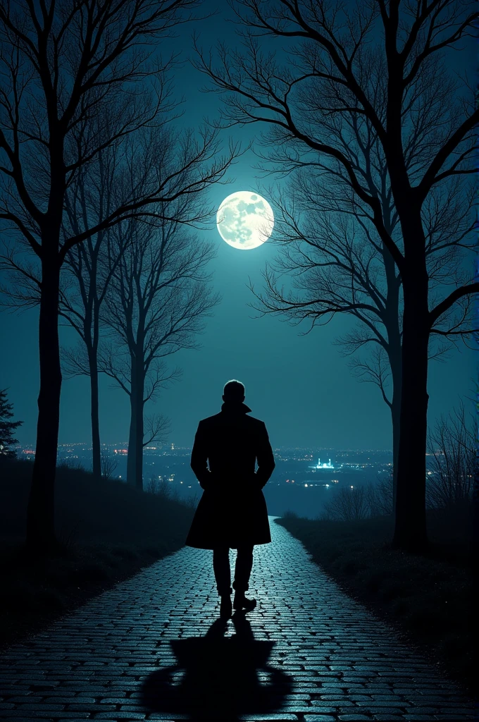 A man walks in the silence of the night