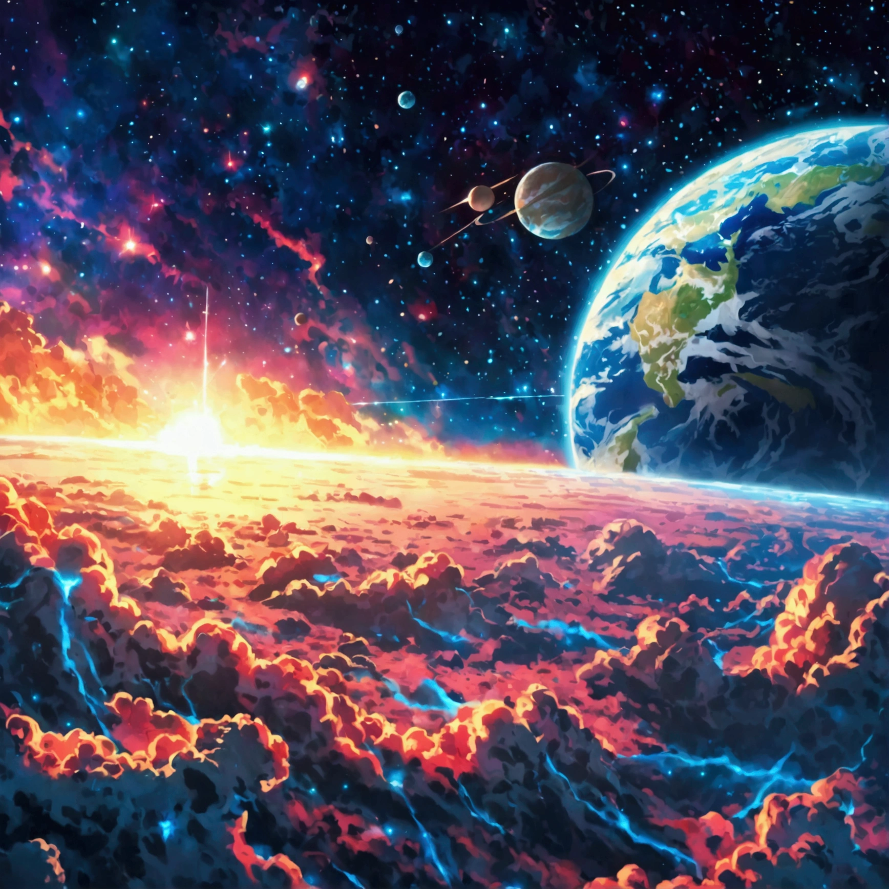 Generate planet Earth in outer space.