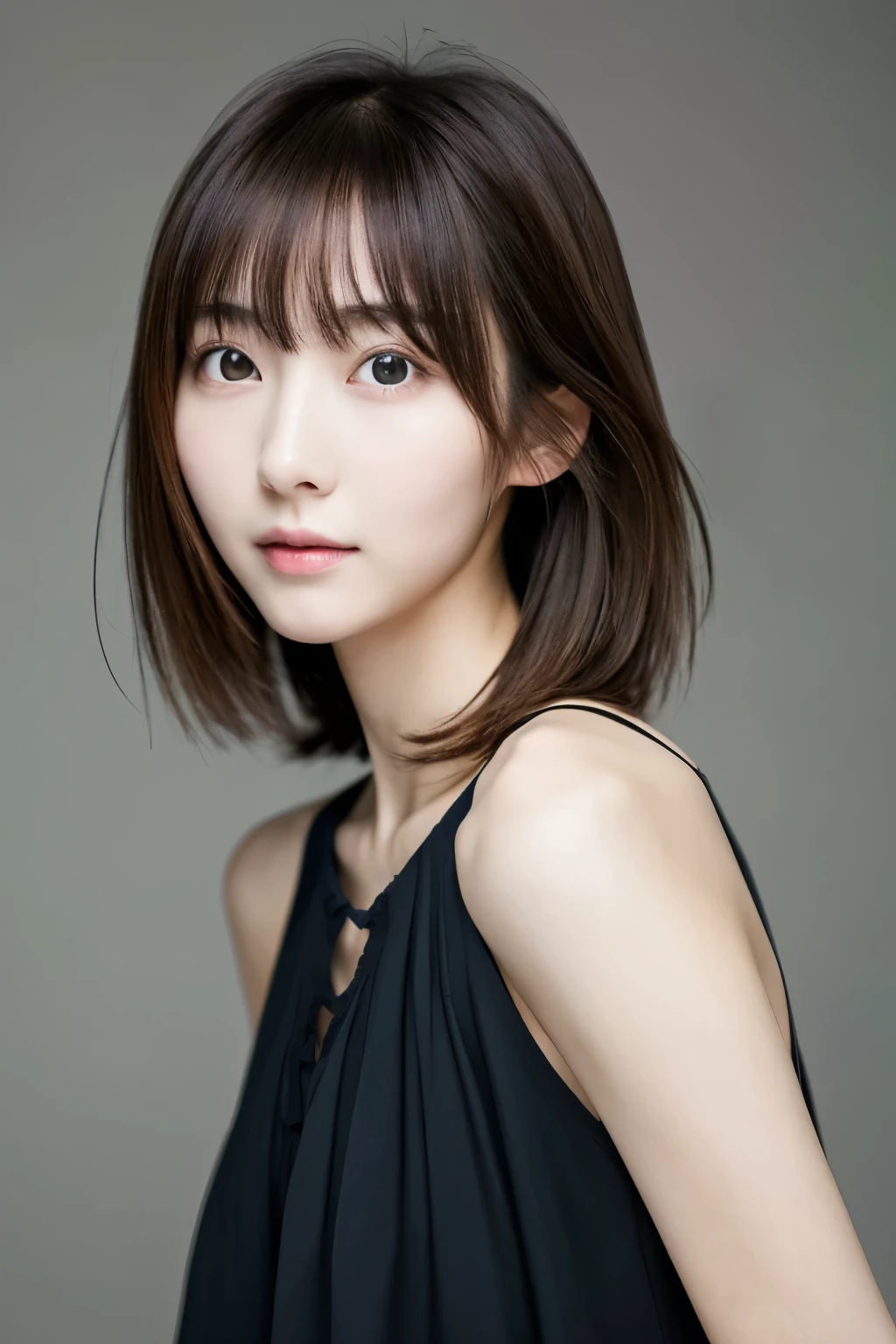 Masterpiece, Photogravure, High quality, High resolution, a photo captured the beautiful moment of a skinny Japanese woman, 24 years old, {long|short} hair, cute face, detailed face, detailed eyes, anatomically correct body