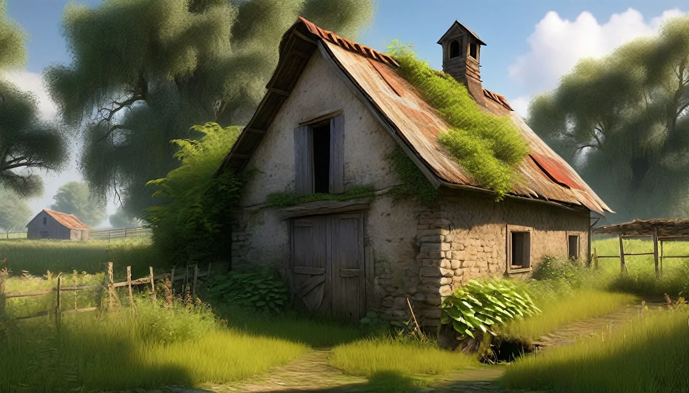 an old farm in the countryside, hidden by dense vegetation and forgotten by time, there lay a deep well.