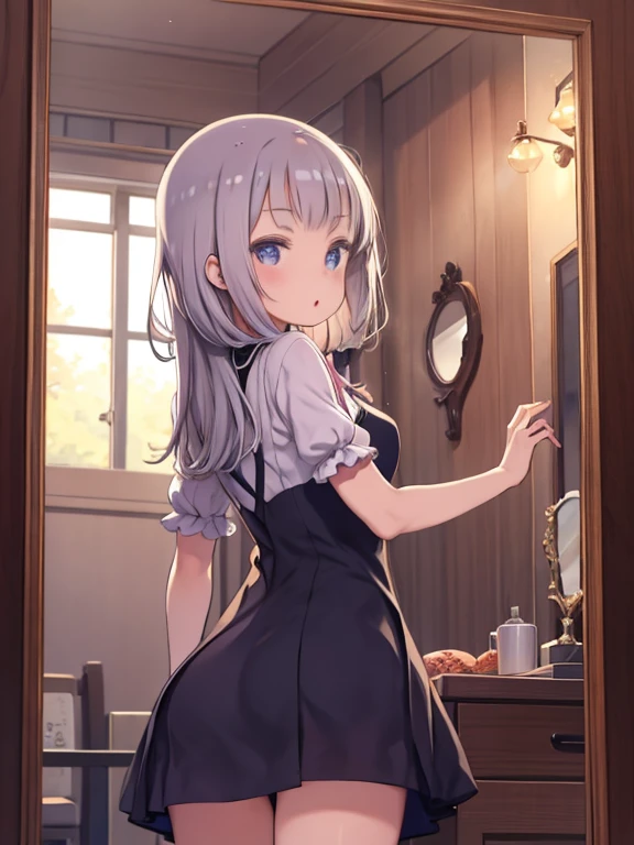 One Girl、Mirror House、Laminated mirror、Girl looking back、△ Mouth、Girl in the mirror、