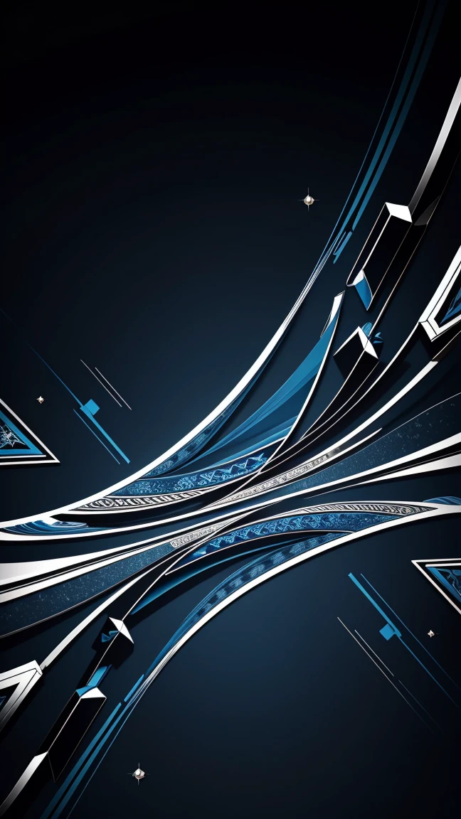 (masterpiece, Highest quality, Very detailed, 8k wallpaper), Abstract color splashes, Blue and Black、Vibrant, sharp、straight、reflection、Geometric pattern