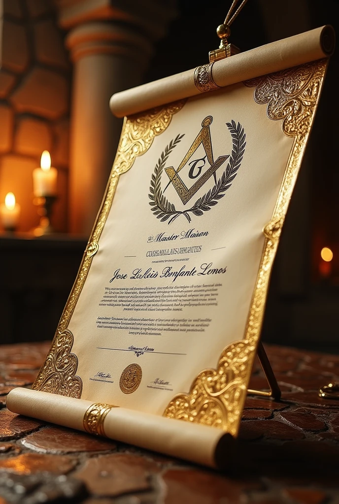 Master mason diploma of José Luiz Bonfante Lemos