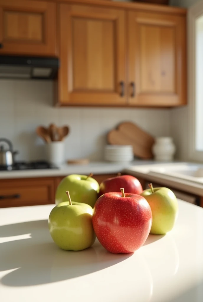 White table with apples