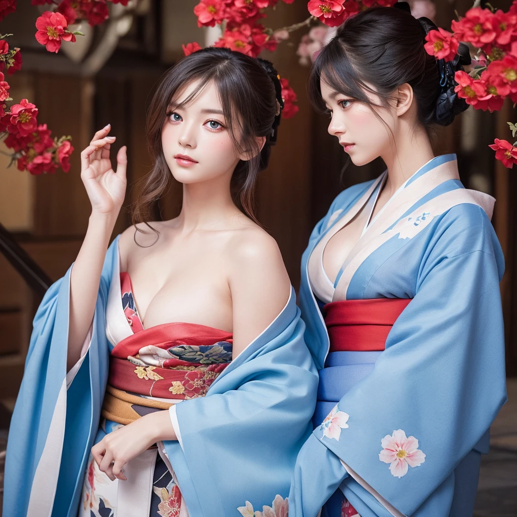 (masterpiece:1.2, Highest quality), (Beautiful Eyes: 1.2), ((One person)), ((alone)), (Red eyes:1.4), (Beautiful Eyes and exquisite face:1.3), ( Beautiful and vivid background: 1.2), (Very detailedCG, Very detailed, Best Shadow: 1.1), ((Depth of written boundary)), ((watercolor)), (They are: 1.5), (kimono: 1.3), Big Breasts , Exposing shoulders, Flowers and petals, Beautiful concept art, (White Background: 0.5), (figure: 1.1), (Very delicate: 1.1), (Perfect detail: 1.1), profile, Cowboy Shot,