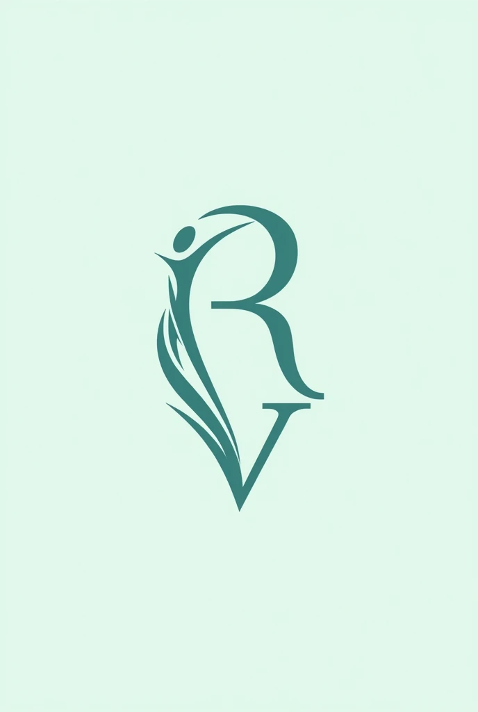 Make a minimalist physiotherapy logo with the letters RV together and featuring the human body 
