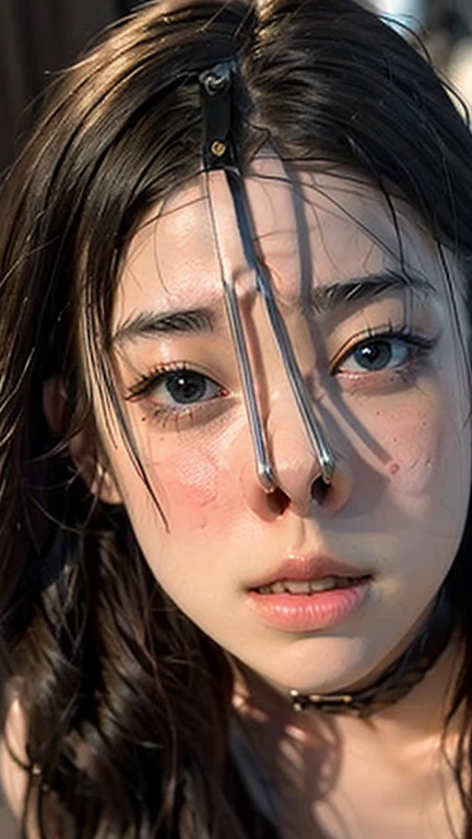(Browsing Caution:-2), (Realistic, photo-Realistic :1.4), (Highest quality, masterpiece:1.2), RAW Photos, High resolution, Intricate details, Very detailed, Realistic and sharp details, Portraiture, (Front view:1.2 ), alone, Beautiful Japanese Woman, Beautiful woman, (Black Hair), (Short Bob Hair), Detailed face, Detailed eyes, Beautiful Eyes, Refined nose, Pale skin, Fine skin, (Nose hook, Chain strap), (Gemstone Choker), clavicle, shoulder, T-Shirts, skirt, dress、(whole body)、(Configuration from below)、(tattoo)、（Nipples）、（Are crying）、（tearsを流す）、（tears:1.2）、（Eyes that cried）、（tearsを流す）、（Crying face）、