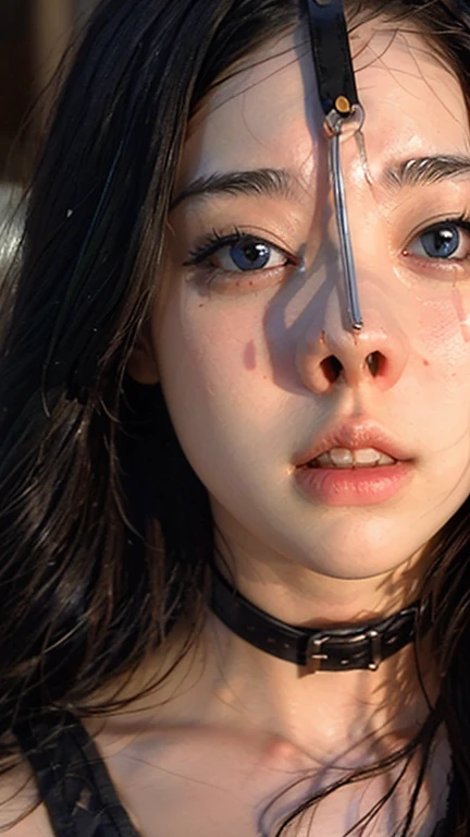 (Browsing Caution:-2), (Realistic, photo-Realistic :1.4), (Highest quality, masterpiece:1.2), RAW Photos, High resolution, Intricate details, Very detailed, Realistic and sharp details, Portraiture, (Front view:1.2 ), alone, Beautiful Japanese Woman, Beautiful woman, (Black Hair), (Short Bob Hair), Detailed face, Detailed eyes, Beautiful Eyes, Refined nose, Pale skin, Fine skin, (Nose hook, Chain strap), (Gemstone Choker), clavicle, shoulder, T-Shirts, skirt, dress、(whole body)、(Configuration from below)、(tattoo)、(Nipples)、(Are crying)、(tearsを流す)、(tears:1.2)、(Eyes that cried)、(tearsを流す)、(Crying face)、
