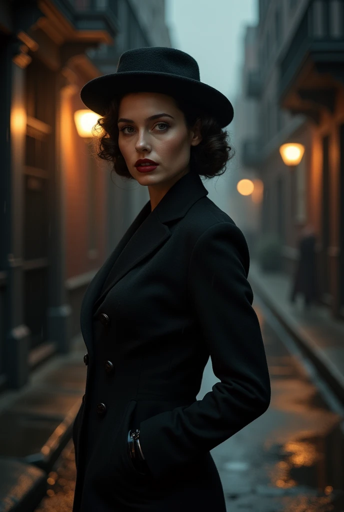 (masterpiece:1.3、disorganized person、Ultra-high resolution、Ultra-realistic、Very detailed、Photorealistic、born、Best image quality:1.4)、Dark Photos、Realistic epic、Very detailed、New York in the 1930s、(Mafia Noir)、(Portrait of the female boss:1.3)、Perfect Face、dignity、Solemn、