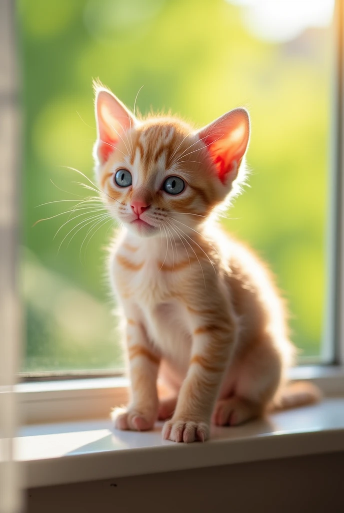A completely naked kitten without clothes