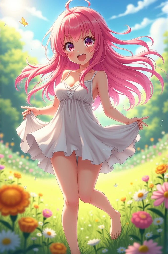 Excited semi-naked anime woman