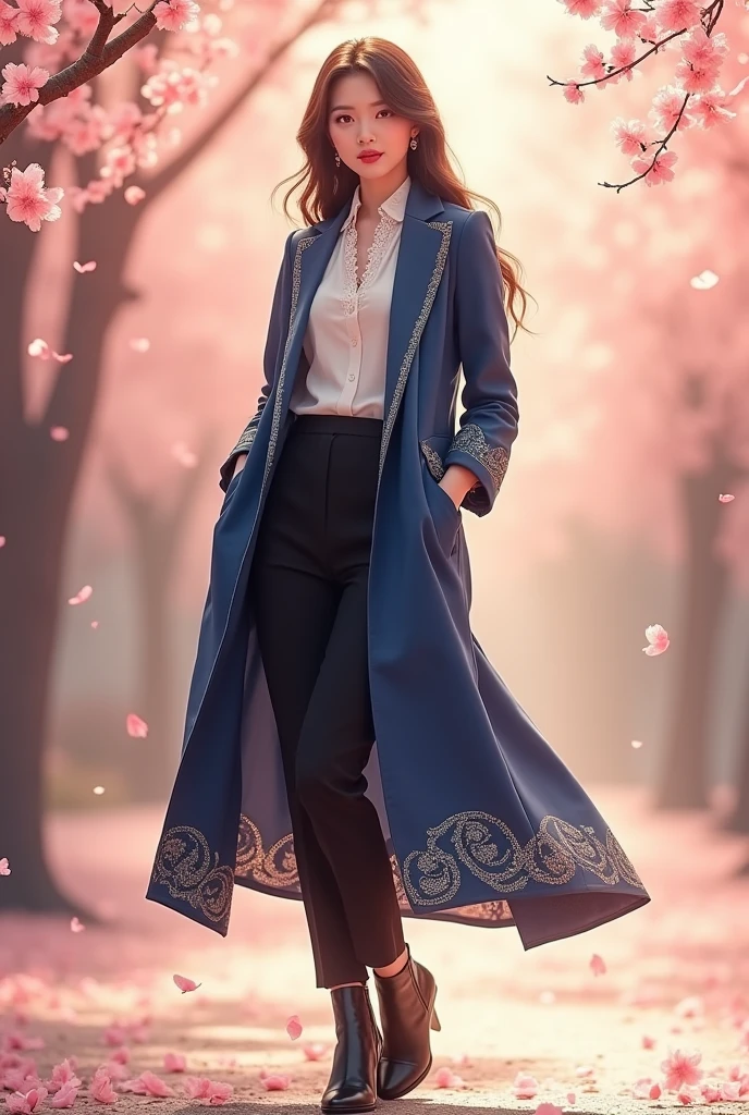 An elegant and beautiful manhwa-style outfit for someone who is 154 CM and 55 kg for their birthday.