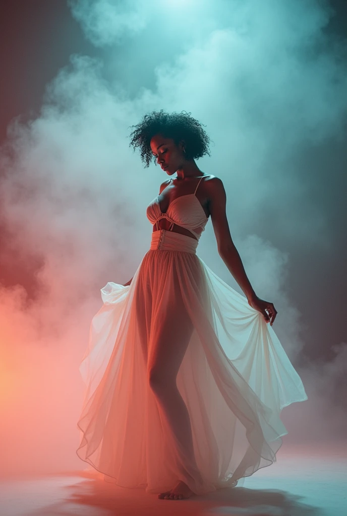 performs on a girl with short curly hair not afro, white with prominent but not exaggerated tits naked