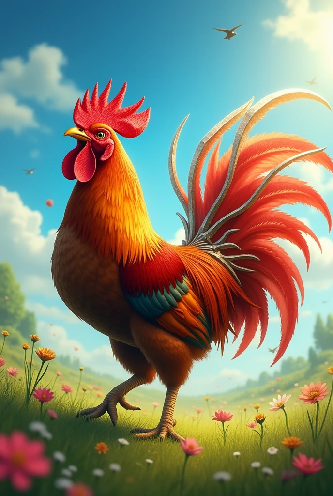 that it be a rooster with a rooster's body but with sword wings