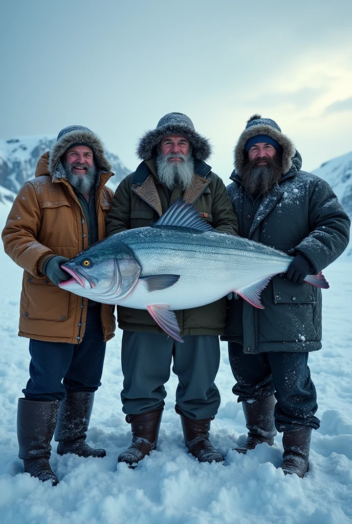 Cold area fishermen with a colossal fish hanging