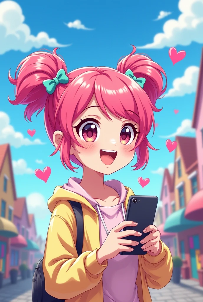 Cute gal smartphone illustration style