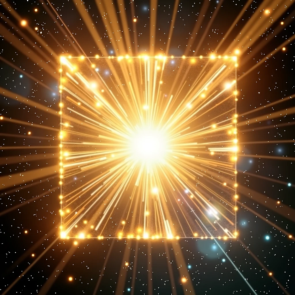 Square image showing golden and white energy coming from the universe