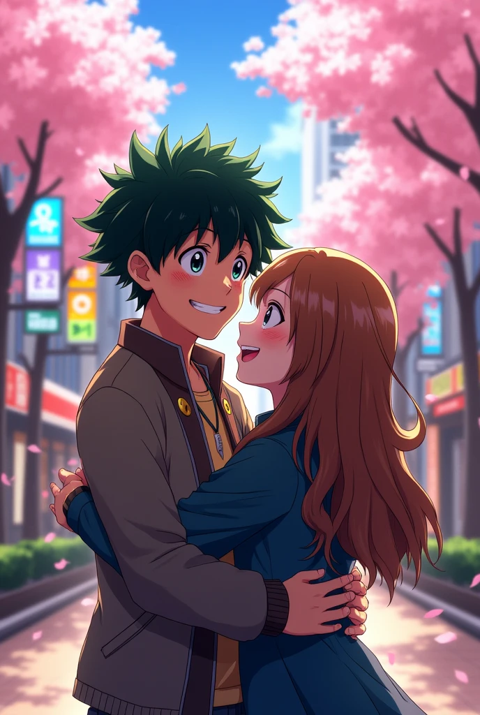 Jin Bubaigawara from Voku no Hero Academia, Hugging the brown-haired teenage girl