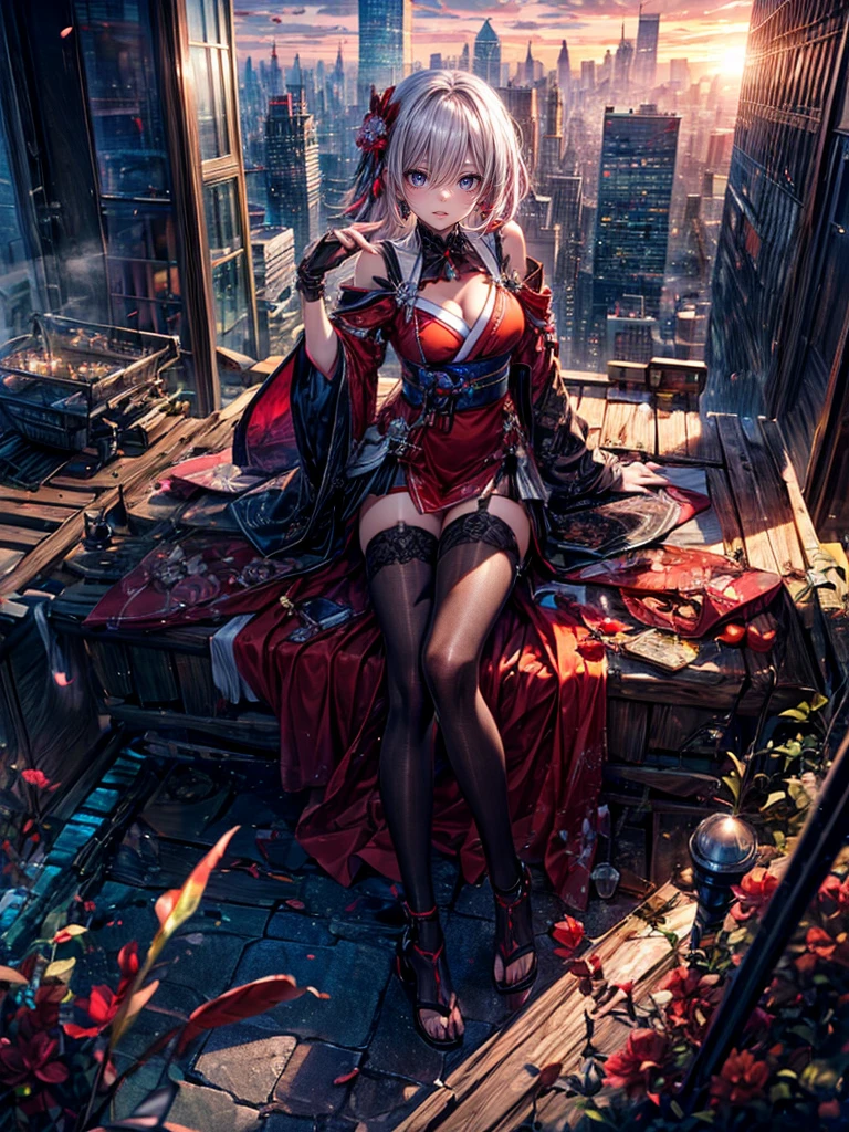 High resolution, Winner of numerous awards, Ultra high definition, Textured skin, Retina,
masterpiece,(bestquality),highlydetailed,ultra-detailed,1girl, (A composition where a girl:1.4)(A crimson red dress blended with mechanical parts:1.2)(Modern landscape:1.2,natural lighting:1.5,confidentexpression),(Rooftop)(panorama:1.2),smile,angle、chrome,raw(A beautiful girl with pink hair in a short cut:)(Hands and feet are mechanical parts)(The look of temptation)(Asahi、Beautiful sunrise:1.2)(Modern Japanese buildings)