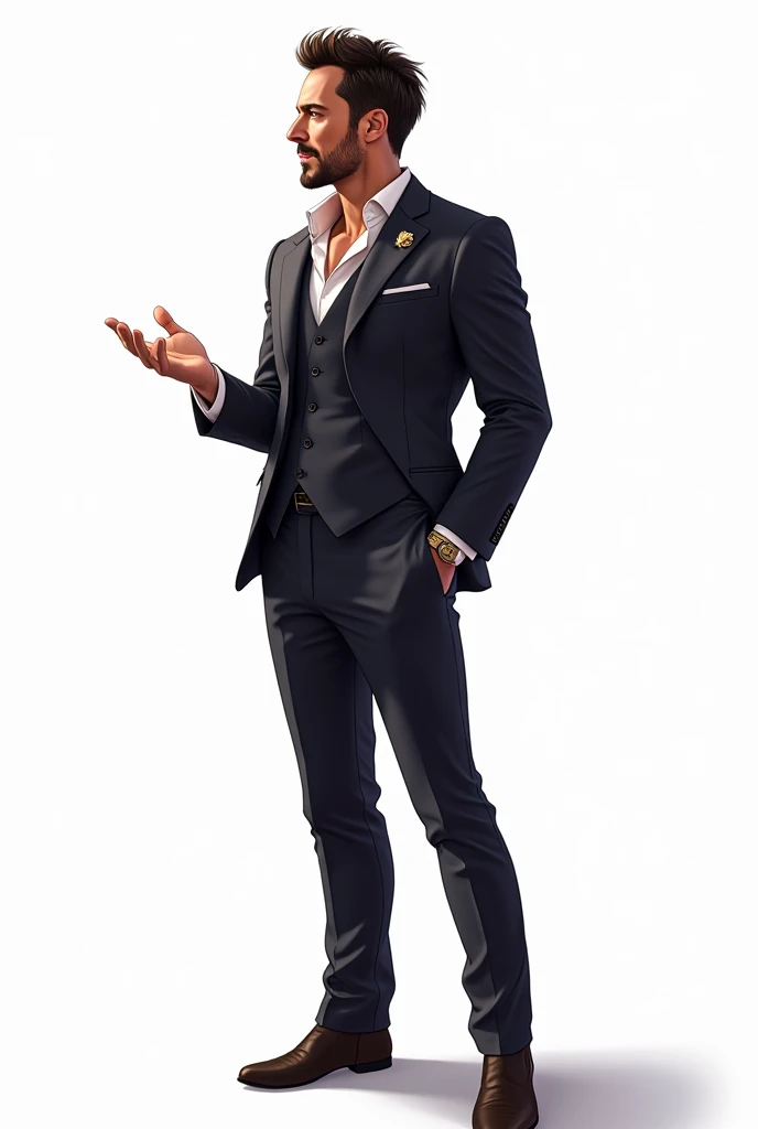 tony Stark ,full body profile
white background
