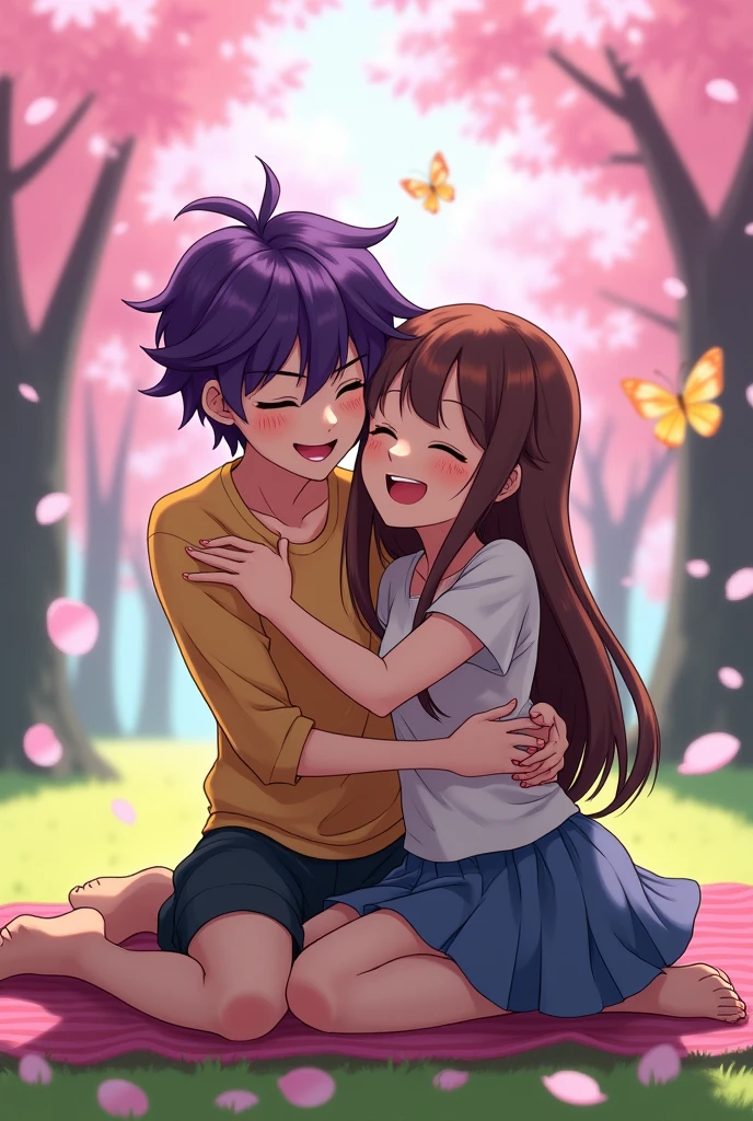 Jin Bubaigawara from My Hero Academia, Hugging the brown-haired teenage girl