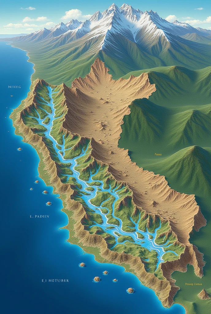 Create a map of the rivers in the Pacific watershed of Peru.