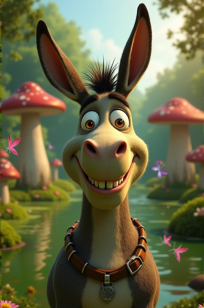 Shrek's donkey is missing two front teeth.